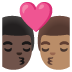 👨🏿‍❤️‍💋‍👨🏽 kiss: man, man, dark skin tone, medium skin tone display on Google